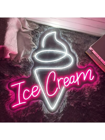 İce Cream Dondurma Neon Led Tabela 60 Cm