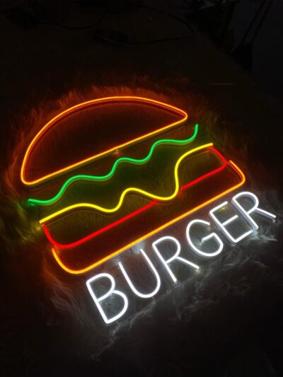 Burger Neon Dekoratif Aydınlatma