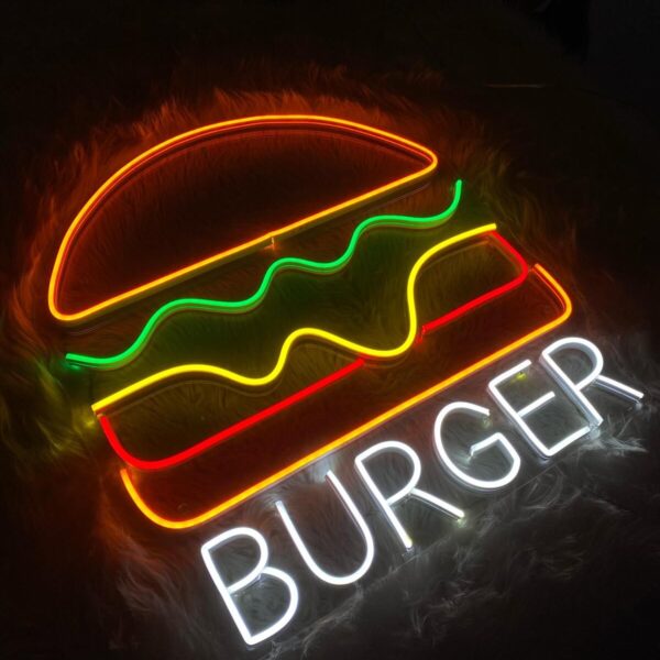 Burger Neon Dekoratif Aydınlatma