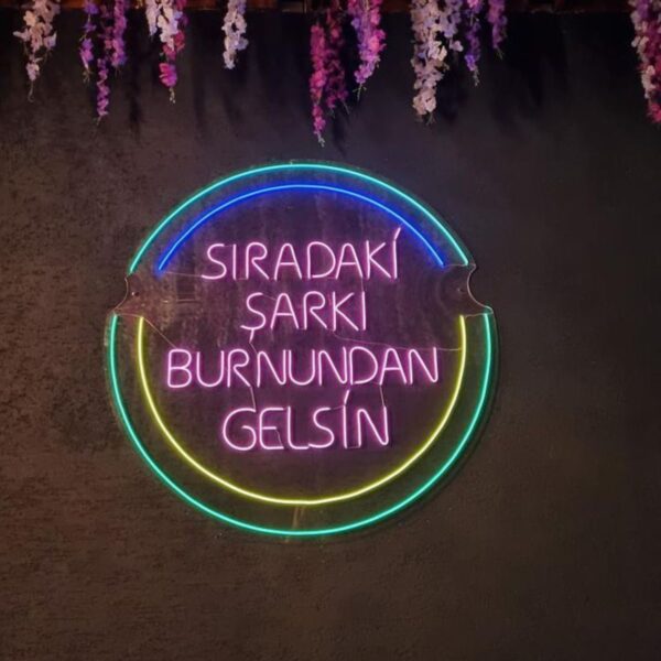 Sıradaki Şarkı Burnundan Gelsin Yazılı Neon Led Yazı Pano