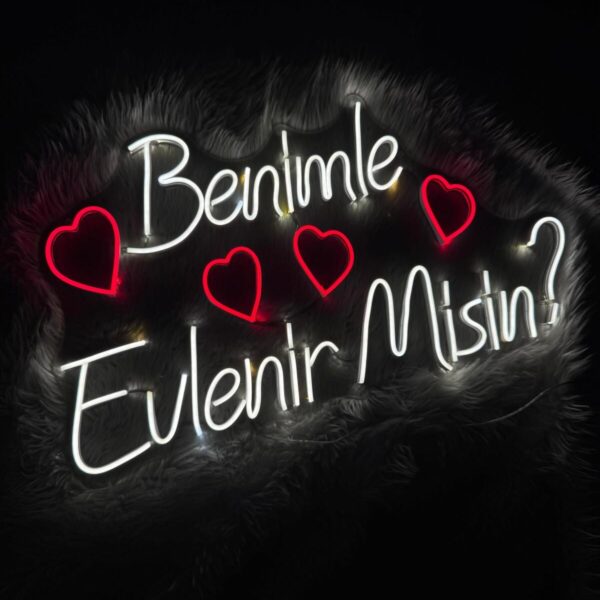 Benimle Evlenir Misin? Neon Led Işıklı Dekoratif Duvar Aydınlatması