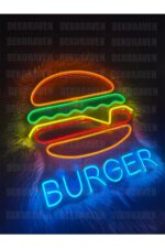 Burger Neon Led Tabela Dekoratif Aydınlatma