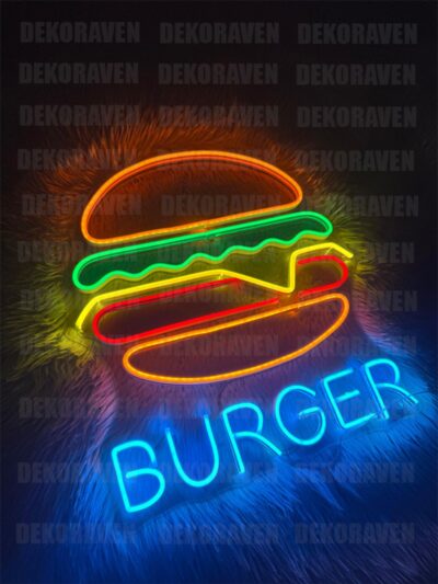 Burger Neon Led Tabela Dekoratif Aydınlatma