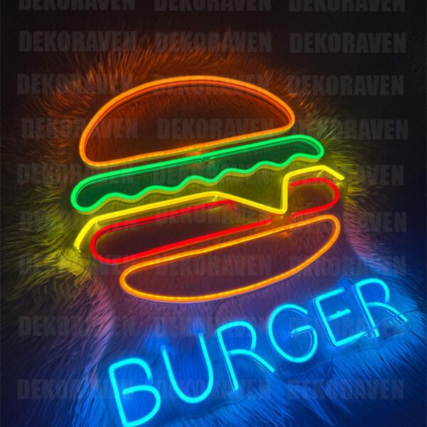 Burger Neon Led Tabela Dekoratif Aydınlatma