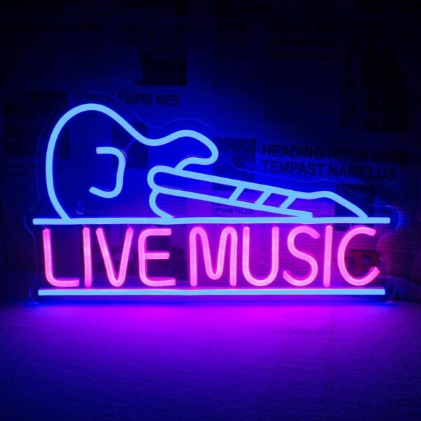Live Music Neon Led Tabela Dekoratif Aydınlatma