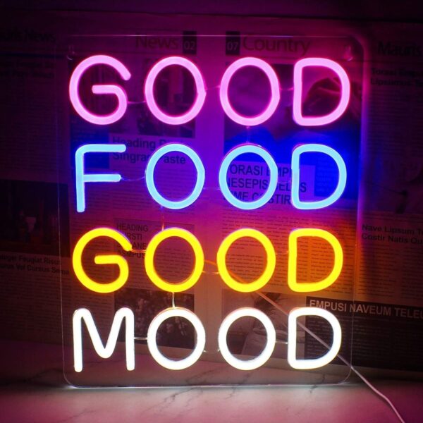 Good Food Good Mood Neon Led Tabela Dekoratif Aydınlatma