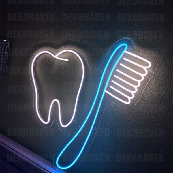 Diş Fırçası ve Diş Neon Led Dekoratif Aydınlatma