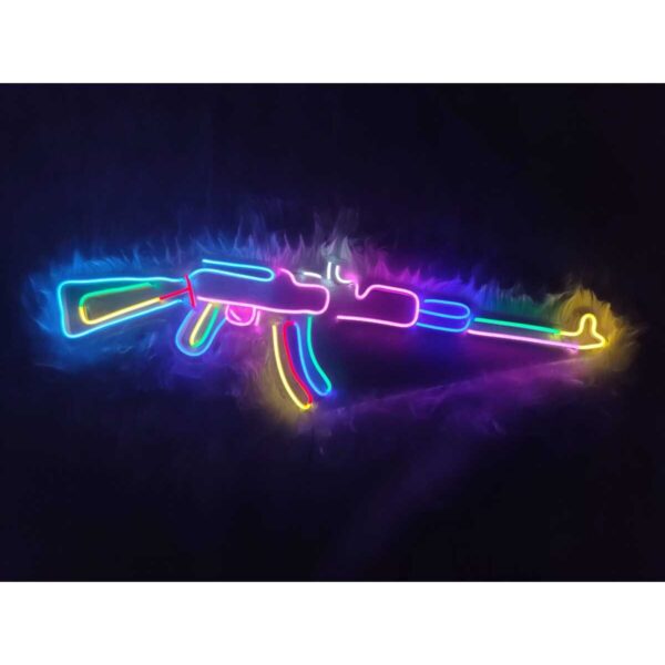 Ak-47 Silah Keleş neon tabela dekorasyon(85x30cm)