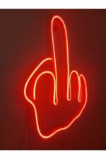 Middle Finger Neon Led Duvar Yazısı Dekoratif Işıklı Gece Lambası Duvar Süsü - Görsel 2