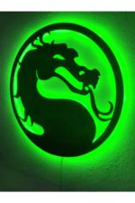 Mortal Kombat Ejderha Led Işıklı Ahşap Tablo - Görsel 3