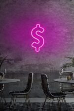 Dolar Logo Neon Duvar Dekoratif Aydınlatma Pembe - Görsel 2