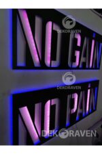 No Pain No Gain Led Işıklı Ahşap Tablo - Görsel 3