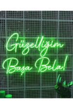 Güzelliğim Başa Bela Yazılı Neon Led Tabela Dekoratif Aydınlatma(50x32cm) - Görsel 2