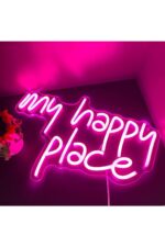 My Happy Place Neon Tabela Neon Yazı Dekoratif Aydınlatma - Görsel 2