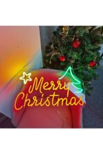 Merry Christmas Yılbaşı Süsü Noel Neon Tabela Neon Yazı Dekoratif Aydınlatma - Görsel 2
