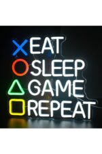 Gamer -eat Sleep Game Repeat Neon Tabela Neon Yazı Dekoratif Aydınlatma Ve Gece Lambası - Görsel 2