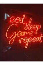Gamer Eat Sleep Game Repeat Neon Işaret Neon Led Dekoratif Duvar Aydınlatması Neon Duvar Yazısı - Görsel 2