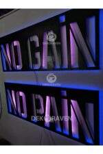 No Pain No Gain Led Işıklı Ahşap Tablo - Görsel 4