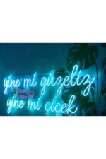 Yine Mi Güzeliz Yine Mi Çiçek Yazısı Güzellik Merkezi Kuaför Neon Led Tabela (60x40cm) - Görsel 3