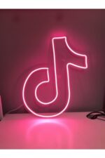 Neon Pembe Tiktok Logolu Neon Led Işıklı Tablo - Görsel 3