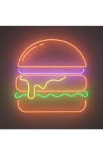 Hamburger Neon Tabela Neon Yazı Dekoratif Aydınlatma Ve Gece Lambası - Görsel 3