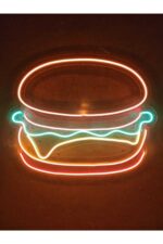 Hamburger Neon Led Burger Tabela Neon Duvar Dekorasyonu - Görsel 3