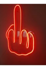 Middle Finger Neon Led Duvar Yazısı Dekoratif Işıklı Gece Lambası Duvar Süsü - Görsel 3