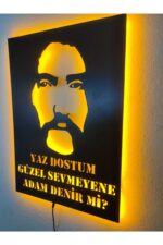 Barış Manço Dekoratif Led Işıklı Ahşap Tablo - Görsel 3