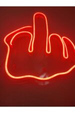 Middle Finger Neon Led Duvar Yazısı Dekoratif Işıklı Gece Lambası Duvar Süsü - Görsel 4
