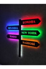 Dünya Şehirleri Istanbul Londra New York Tokyo Nairobi Led Işıklı Tablo - Görsel 4
