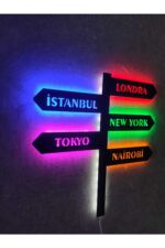 Dünya Şehirleri Istanbul Londra New York Tokyo Nairobi Led Işıklı Tablo - Görsel 5