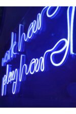 Work Hard Play Hard Neon Led Duvar Yazısı Dekoratif Işıklı Gece Lambası Duvar Süsü - Görsel 5
