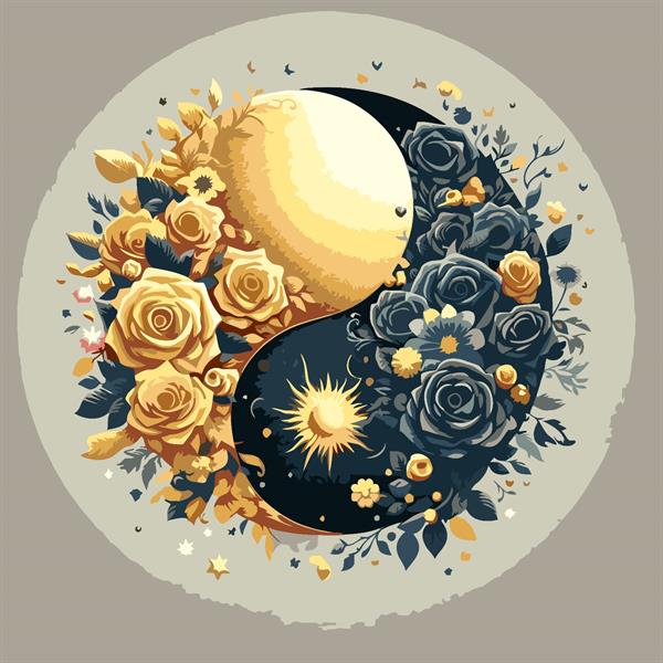 Sayılarla Boyama Seti Çiçekli Yin Yang