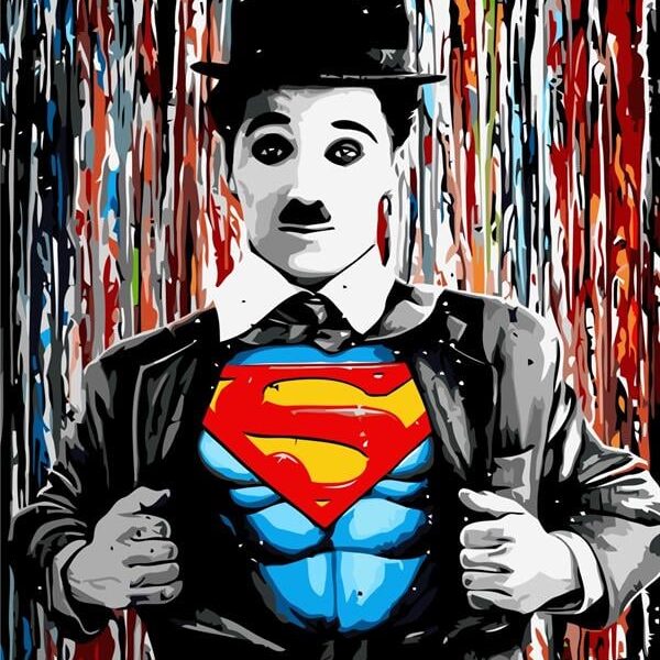 Sayılarla Boyama Seti Renkli Charlie Chaplin Ve Superman