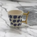 Altın Yaldız Lacivert Puantiyeli Fincan Mug