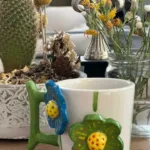 2 Çiçekli Renkli Fincan Kupa Mug