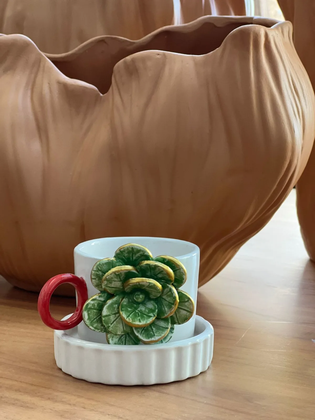 Yeşil Güllü Fincan Mug Altlığı ile - Görsel 3