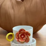 Turuncu Güllü Fincan Mug Altlığı ile