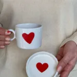 Meggdecor İçi Dışı Kalpli Duble Boy Fincan