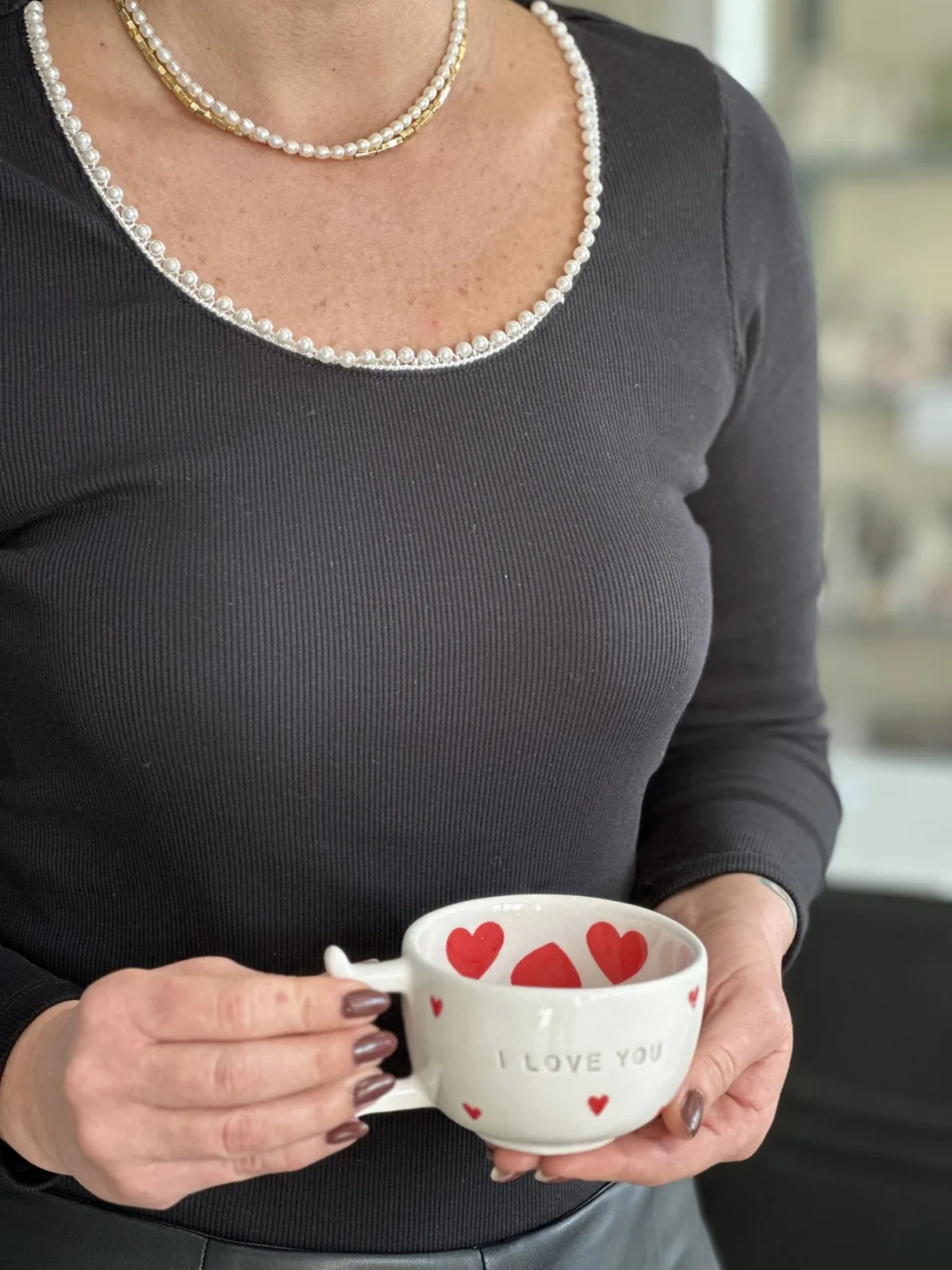 Meggdecor Özel  Kalpli Love you  Kupa - Görsel 1