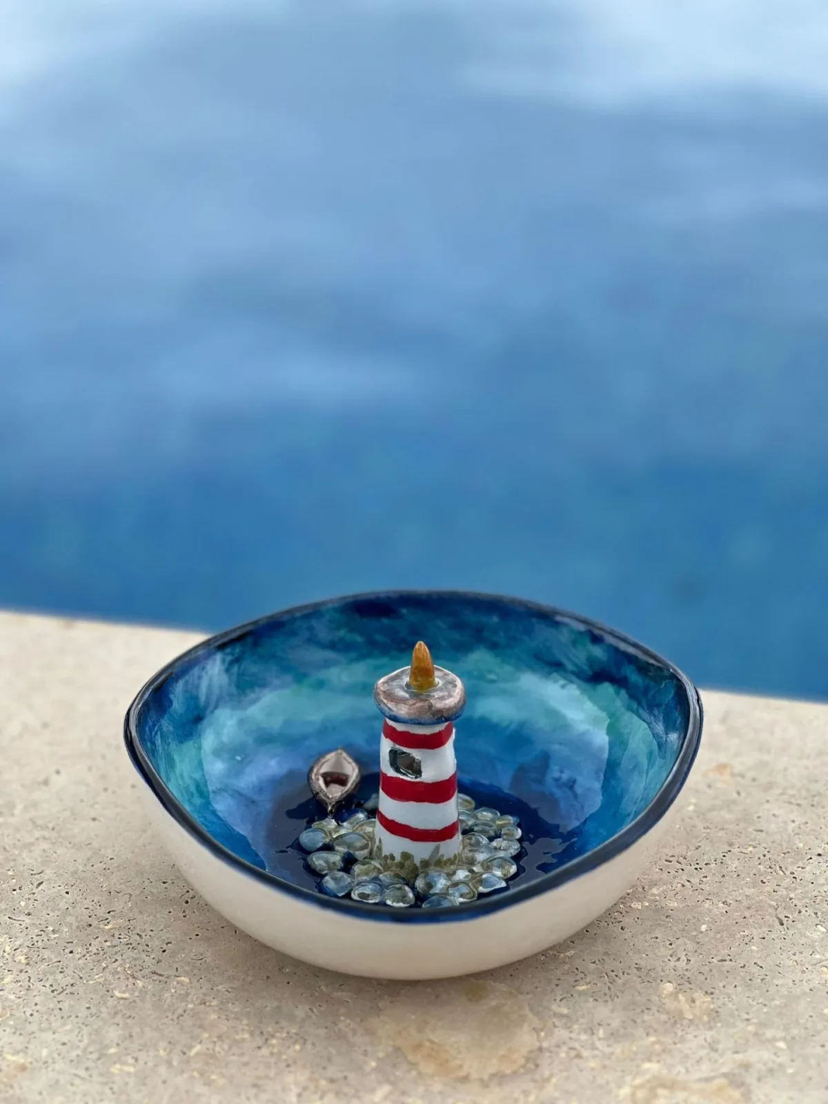 El Yapımı Özel Tasarım Deniz Feneri Kase - Görsel 2