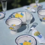 1 Adet El Yapımı El Boyaması Şekilsiz Formlu 21cm Seramik Tabak - Limon Desenli ''Buongiorno''