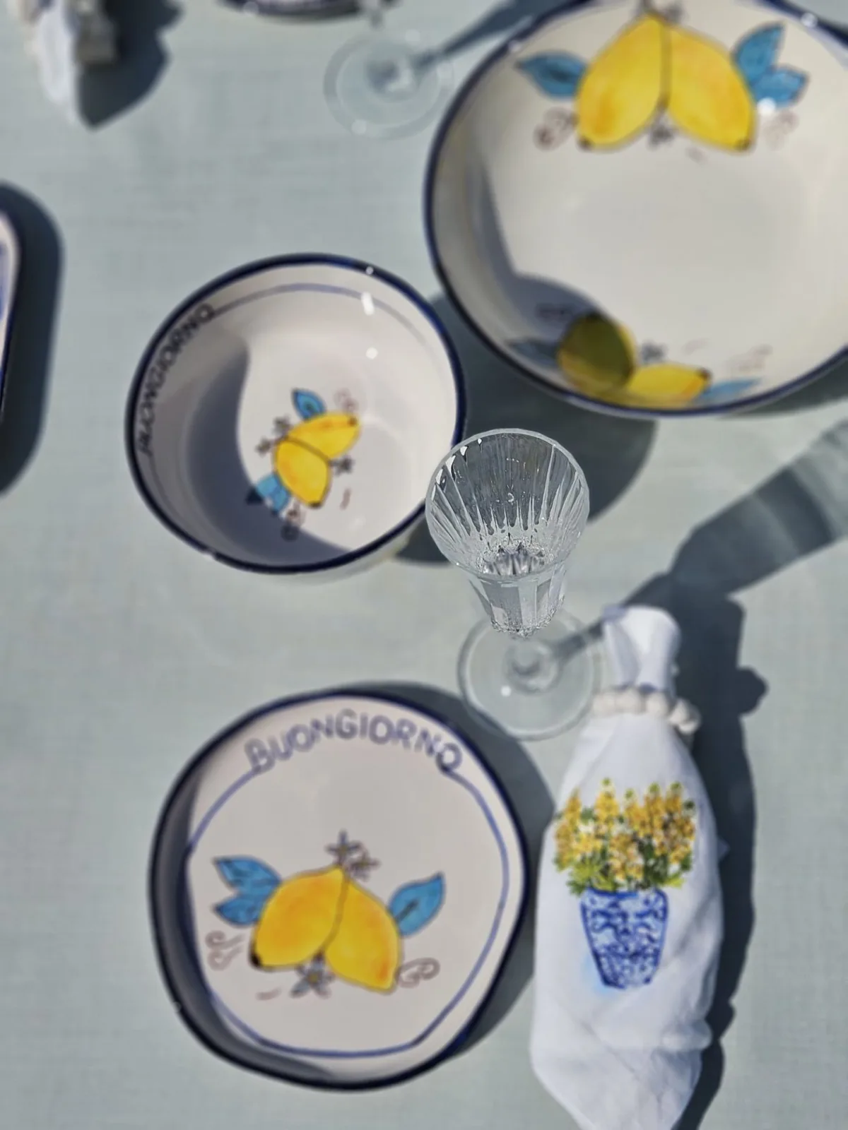 1 Adet El Yapımı El Boyaması Şekilsiz Formlu 21cm Seramik Tabak - Limon Desenli ''Buongiorno'' - Görsel 4