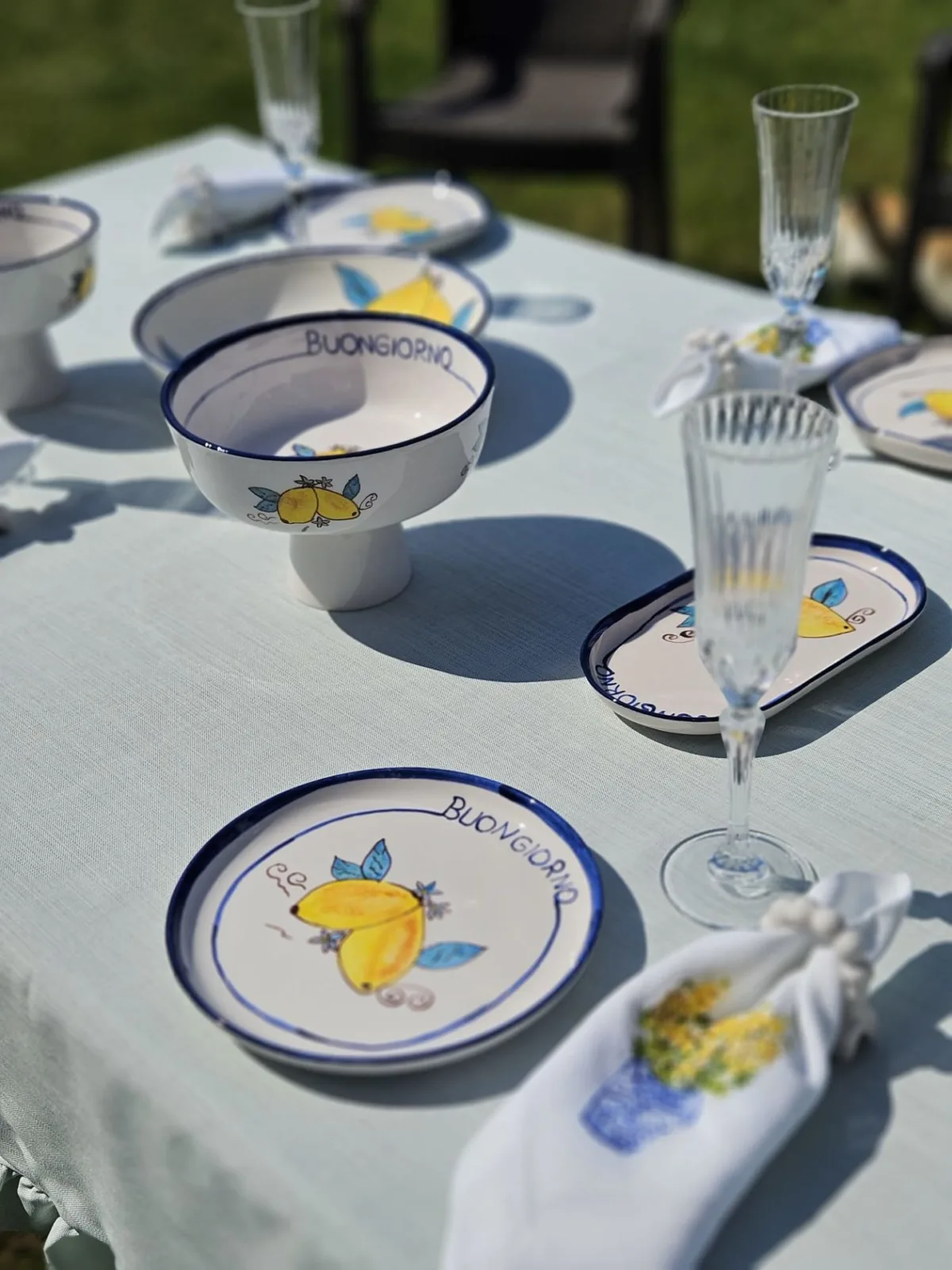 1 Adet El Yapımı El Boyaması 23*13cm Seramik Kayık Tabak - Limon Desenli ''Buongiorno'' - Görsel 4