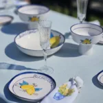 1 Adet El Yapımı El Boyaması 27cm Çapında Seramik Büyük Salata Kasesi - Limon Desenli ''Buongiorno''