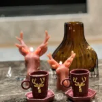 Bordol 2'Lİ 4 Parça Geyik  Fincan Seti