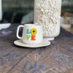 240ml Love Çiçek Kabartma Tabaklı Kupa
