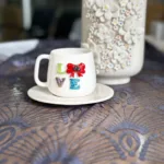 240ml Love Kurdele Kabartma Tabaklı Kupa