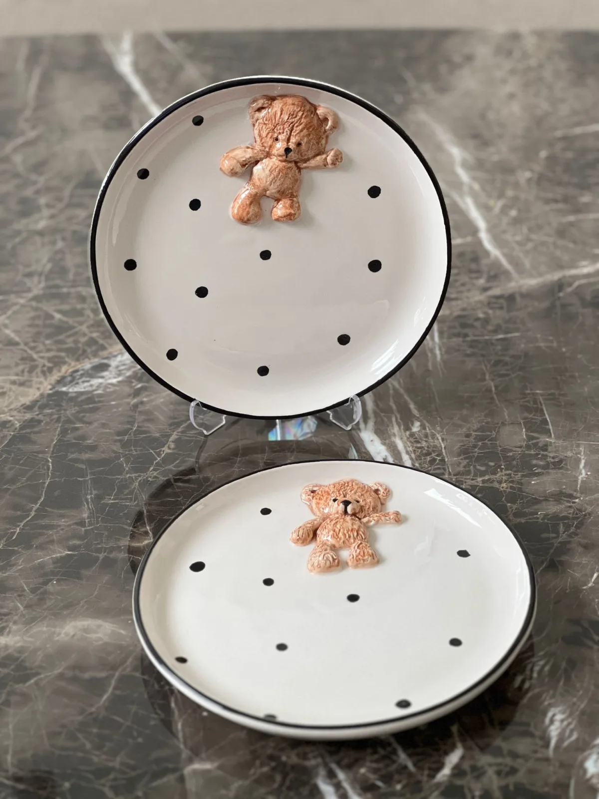 MeGgDecor Teddy Bear 2 Adet Kabartma 21cm Tabak - Görsel 1