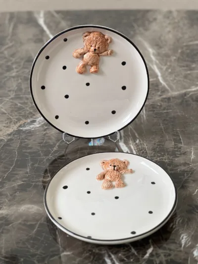 MeGgDecor Teddy Bear 2 Adet Kabartma 21cm Tabak